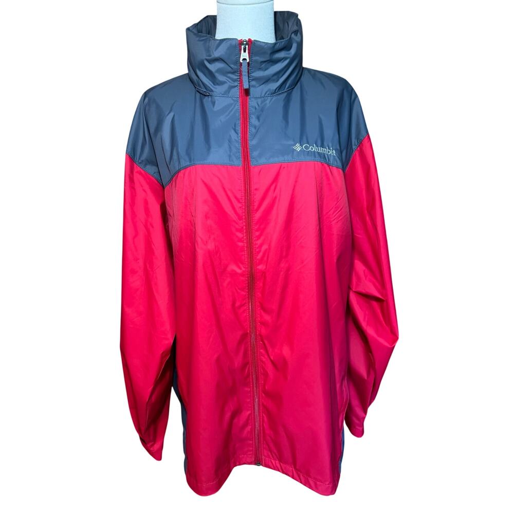 Columbia Men’s XL Lightweight Packable Hooded Jacket Red Gray